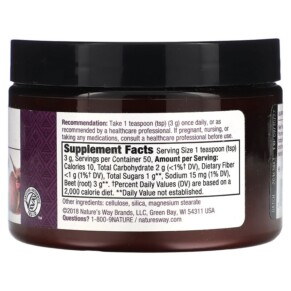 Thành phần vi chất của Nature's Way Premium Herbal Beet Root Powder 5 oz (150 g) 033674121276