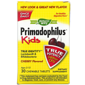 Thực phẩm chức năng Nature's Way Primadophilus Kids Age 2-12 Cherry 3 Billion CFU 30 Chewable Tablets 033674142431
