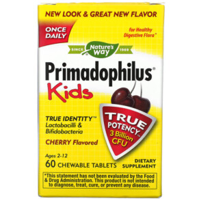 Thực phẩm chức năng Nature's Way Primadophilus Kids Age 2-12 Cherry 3 Billion CFU 60 Chewable Tablets 033674110355