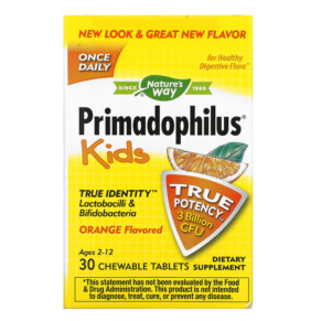 Thực phẩm chức năng Nature's Way Primadophilus Kids Age 2-12 Orange Flavored 3 Billion CFU 30 Chewable Tablets 033674142424