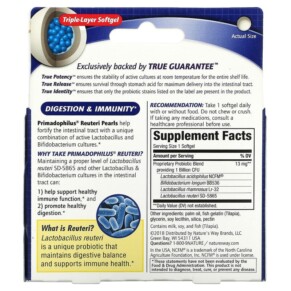 Thành phần vi chất của Nature's Way Primadophilus Reuteri Pearls 30 Softgels 033674157527