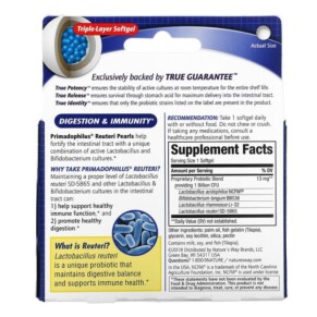Thành phần vi chất của Nature's Way Primadophilus Reuteri Pearls 60 Softgels 033674157701