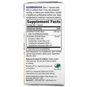 Thành phần vi chất của Nature's Way Primadophilus Reuteri Superior Probiotic 5 Billion CFU 90 Capsules 033674150245