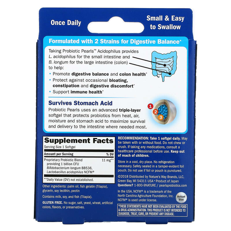 Nature's Way Probiotic Pearls Acidophilus 1 Billion 30 Softgels 2 Thành phần vi chất của Nature's Way Probiotic Pearls Acidophilus 1 Billion 30 Softgels 763948042937
