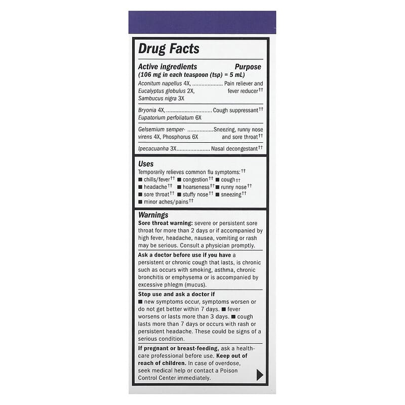 Nature's Way Sambucus Alpha CF Multi-Symptom Flucare With Elderberry 4 fl oz (120 ml) 2 Thành phần vi chất của Nature's Way Sambucus Alpha CF Multi-Symptom Flucare With Elderberry 4 fl oz (120 ml) 033674158036