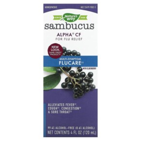 Thực phẩm chức năng Nature's Way Sambucus Alpha CF Multi-Symptom Flucare With Elderberry 4 fl oz (120 ml) 033674158036