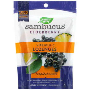 Thực phẩm chức năng Nature's Way Sambucus Elderberry Vitamin C Lozenges Tropical Flavored 24 Lozenges 033674129630