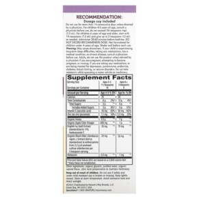 Thành phần vi chất của Nature's Way Sambucus for Kids HoneyBerry NightTime Cough Syrup 4 fl oz (120 ml) 033674133163