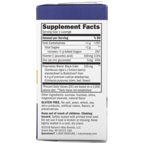 Thành phần vi chất của Nature's Way Sambucus Immune Elderberry Standardized 30 Lozenges 033674140024