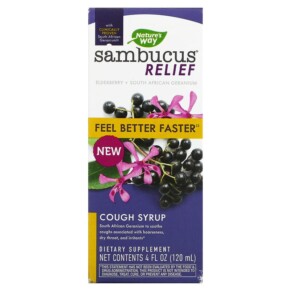 Thực phẩm chức năng Nature's Way Sambucus Relief Cough Syrup Elderberry 4 fl oz (120 ml) 033674136737