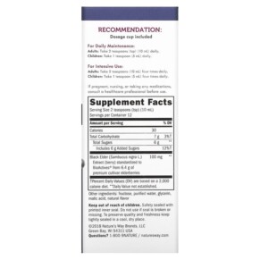 Thành phần vi chất của Nature's Way Sambucus Standardized Elderberry Original Syrup 4 fl oz (120 ml) 033674069707