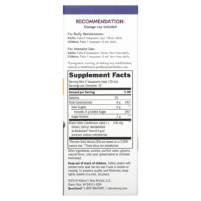 Thành phần vi chất của Nature's Way Sambucus Standardized Elderberry Sugar-Free Syrup 4 fl oz (120 ml) 033674069714