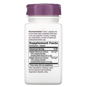 Thành phần vi chất của Nature's Way Shiitake Maitake 250 mg 60 Vegetarian Capsules 033674645000