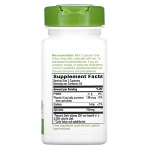 Thành phần vi chất của Nature's Way Spirulina Micro-Algae 380 mg 100 Vegan Capsules 033674172001