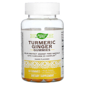Thực phẩm chức năng Nature's Way Turmeric Ginger Gummies Mango 130 mg 60 Gummies 033674137512