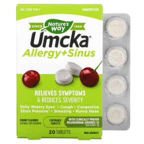 Thực phẩm chức năng Nature's Way Umcka Allergy + Sinus Cherry 20 Tablets 033674121948