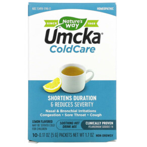Thực phẩm chức năng Nature's Way Umcka ColdCare Soothing Hot Drink Mix Lemon 10 Packets 0.17 oz (5 g) Each 033674151464