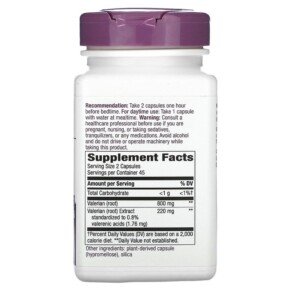 Thành phần vi chất của Nature's Way Valerian 110 mg 90 Vegan Capsules 033674634004