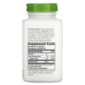 Thành phần vi chất của Nature's Way Valerian Root 530 mg 180 Vegan Capsules 033674177082
