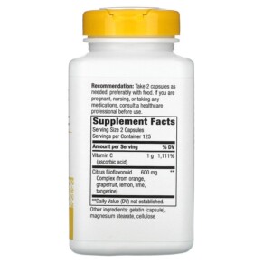Thành phần vi chất của Nature's Way Vitamin C Bioflavonoids 1.000 mg 250 Capsules 033674403310