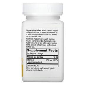 Thành phần vi chất của Nature's Way Vitamin D3 125 mcg 240 Softgels 033674158364