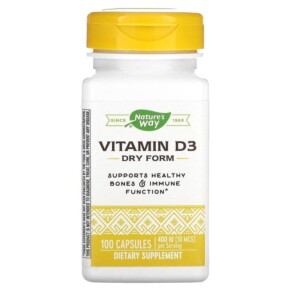 Thực phẩm chức năng Nature's Way Vitamin D3 Dry Form 10 mcg (400 IU) 100 Capsules 033674401415