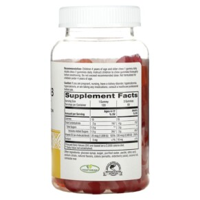 Thành phần vi chất của Nature's Way Vitamin D3 Gummies Mixed Fruit 50 mcg (2.000 IU) 120 Gummies 033674136089