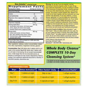 Thành phần vi chất của Nature's Way Whole Body Cleanse Complete 10-Day Cleansing System 3 Part Program 763948084500