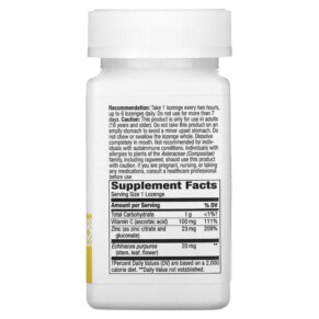 Thành phần vi chất của Nature's Way Zinc Lozenges Wild Berry Flavored 60 Vegan Lozenges 033674410929