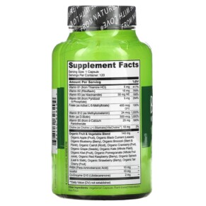 Thành phần vi chất của NATURELO B Complex with a Fruit & Vegetable Blend Plus CoQ10 120 Vegetarian Capsules 628110628299