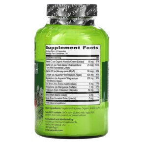 Thành phần vi chất của NATURELO Bone Strength Plant Calcium Complex 120 Vegetarian Capsules 628110628183