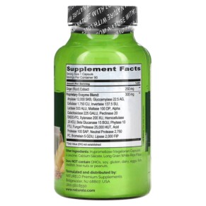 Thành phần vi chất của NATURELO Digestive Enzymes Full Spectrum Blend 90 Vegetarian Capsules 628110628732