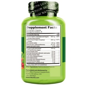 Thành phần vi chất của NATURELO Eye Health Areds 2 Formula 60 Vegetarian Capsules 628110628404