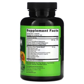 Thành phần vi chất của NATURELO Magnesium Glycinate Chelate Complex 120 Vegetarian Capsules 628110628305