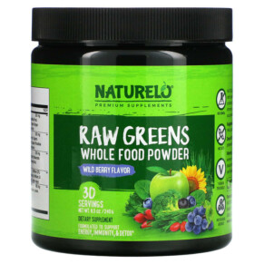 Thực phẩm chức năng NATURELO Raw Greens Whole Food Powder Wild Berry 8.5 oz (240 g) 628110628169