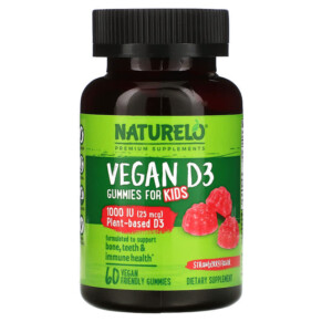 Thực phẩm chức năng NATURELO Vegan D3 for Kids Strawberry 1.000 IU (25 mcg) 60 Vegan Friendly Gummies 628110628770