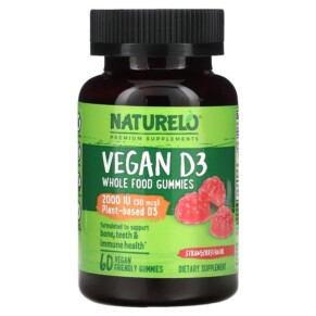 Thực phẩm chức năng NATURELO Vegan D3 Whole Food Gummies Strawberry 1.000 IU (25 mcg) 60 Vegan Friendly Gummies 628110628763