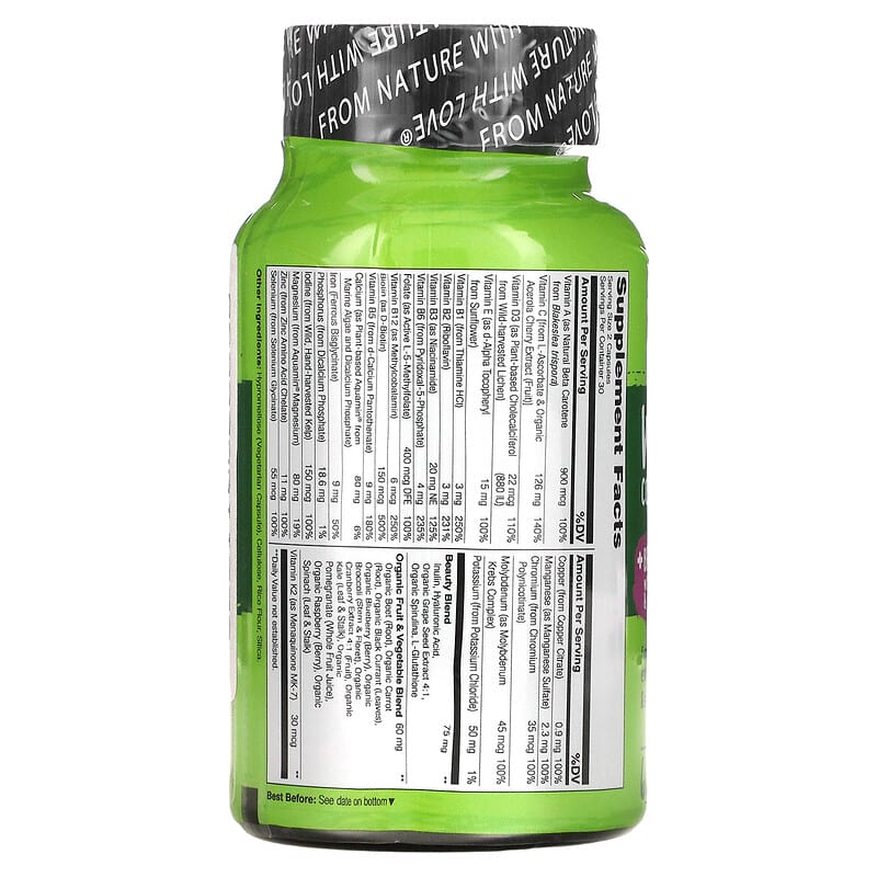 NATURELO Whole Food Complete Multivitamin + Beauty Blend 60 Vegetarian Capsules 2 Thành phần vi chất của NATURELO Whole Food Complete Multivitamin + Beauty Blend 60 Vegetarian Capsules 628110628688