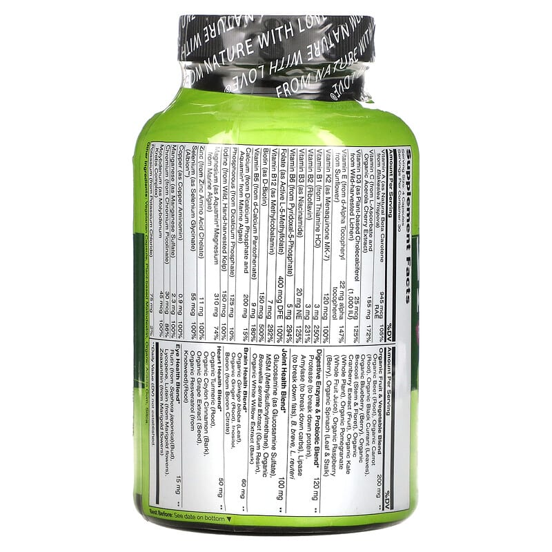 NATURELO Whole Food Multivitamin for Women 50+ 120 Vegetarian Capsules 2 Thành phần vi chất của NATURELO Whole Food Multivitamin for Women 50+ 120 Vegetarian Capsules 628110628121