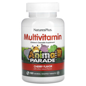 Thực phẩm chức năng NaturesPlus Animal Parade Children's Chewable Multivitamin Supplement Cherry 180 Animal-Shaped Tablets 097467299726