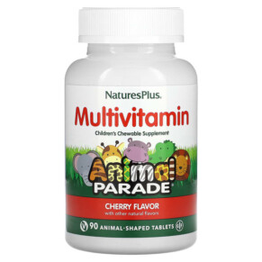 Thực phẩm chức năng NaturesPlus Animal Parade Children's Chewable Multivitamin Supplement Cherry 90 Animal-Shaped Tablets 097467299702