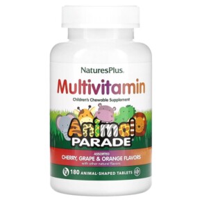Thực phẩm chức năng NaturesPlus Animal Parade Children's Chewable Multivitamin Supplement Cherry Grape & Orange 180 Animal-Shaped Tablets 097467299825