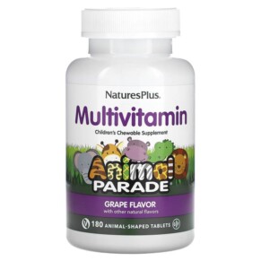 Thực phẩm chức năng NaturesPlus Animal Parade Children's Chewable Multivitamin Supplement Grape 180 Animal-Shaped Tablets 097467299863