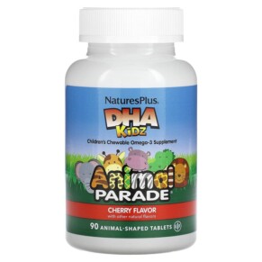 Thực phẩm chức năng NaturesPlus Animal Parade DHA Kids Children's Chewable Omega-3 Supplement Cherry 90 Animal-Shaped Tablets 097467299993