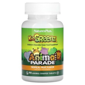 Thực phẩm chức năng NaturesPlus Animal Parade Kid Greenz Children's Chewable Green Food Supplement Tropical Fruit 90 Animal-Shaped Tablets 097467299689