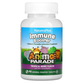 Thực phẩm chức năng NaturesPlus Animal Parade Kids Immune Booster Tropical Berry 90 Animal-Shaped Tablets 097467299788
