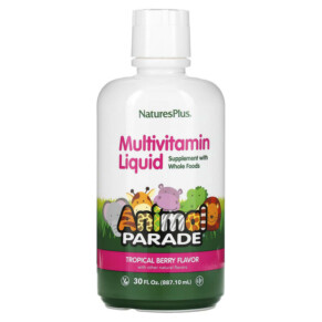 Thực phẩm chức năng NaturesPlus Animal Parade Multivitamin Liquid Tropical Berry 30 fl oz (887.1 ml) 097467299511