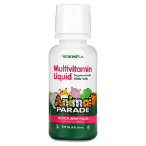 Thực phẩm chức năng NaturesPlus Animal Parade Multivitamin Liquid Tropical Berry 8 fl oz (236.56 ml) 097467299542