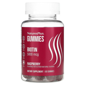 Thực phẩm chức năng NaturesPlus Biotin Gummies Raspberry 5.000 mcg 60 Gummies 097467017948