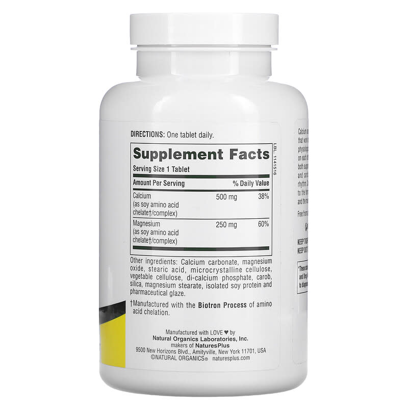 NaturesPlus Cal/Mag 500 mg/250 mg 180 Tablets 2 Thành phần vi chất của NaturesPlus Cal/Mag 500 mg/250 mg 180 Tablets 097467033641